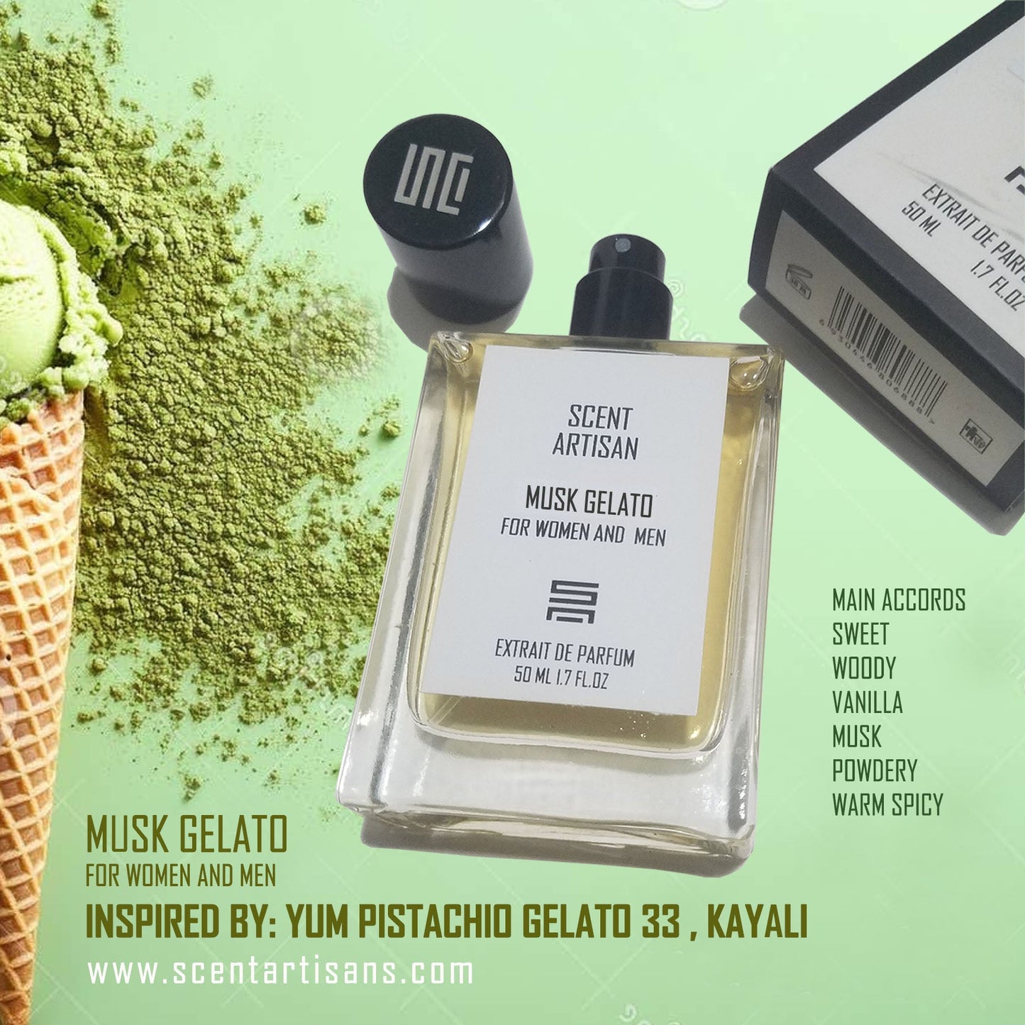 MUSK GELATO FOR WOMEN AND MEN : INSPIRED BY YUM PISTACHIO GELATO 33 KAYALI